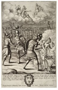 Het laatste gevecht van Aeneas en Turnus. Staat 1 door Wenceslaus Hollar
